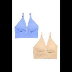 Rhonda Shear Women's 2-pack Rose Jacquard Ahh Bra Set Beige/Peri - Regular